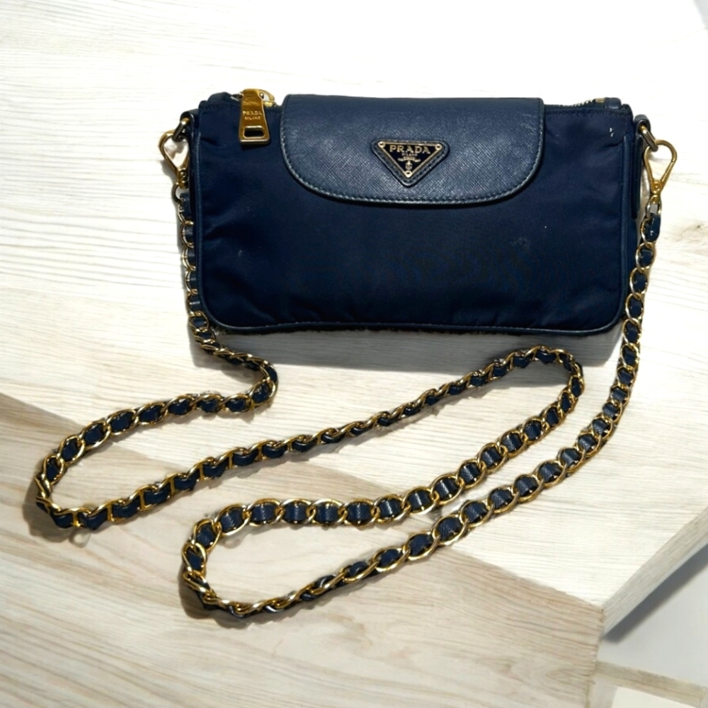 Prada Navy Blue Chain Crossbody Bag - Picture 1 of 15